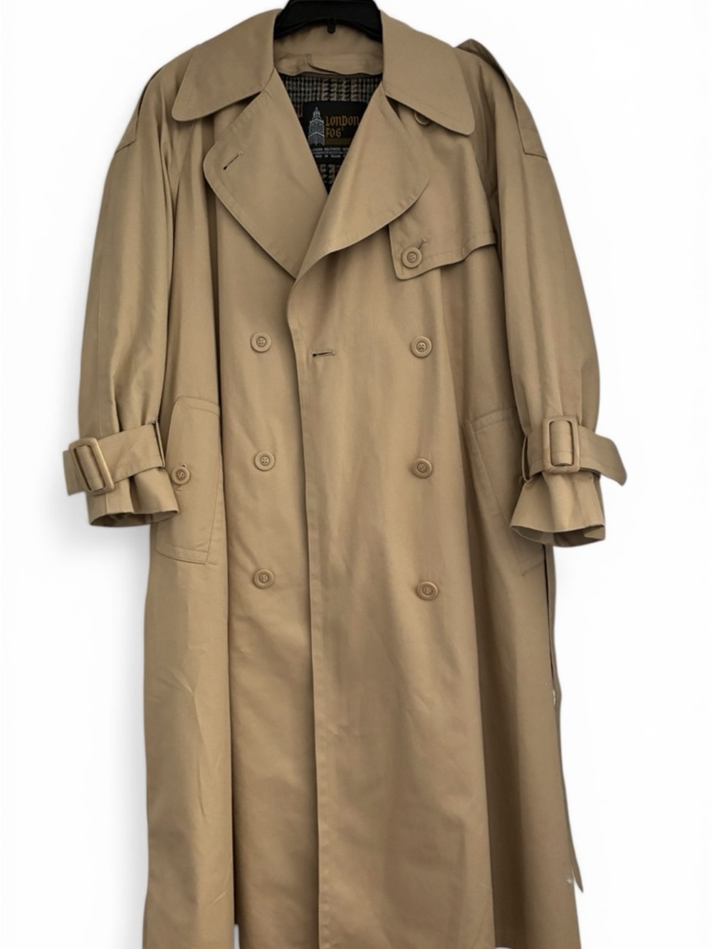 Women’s London Fog Tan Double-Breasted Trench Coat with Zip-in Wool Lining